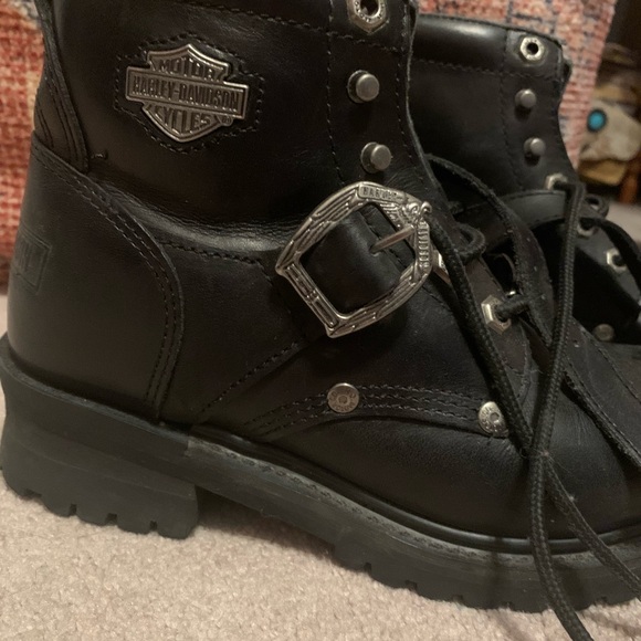 Harley-Davidson Black Leather Combat Boots - Picture 2 of 5